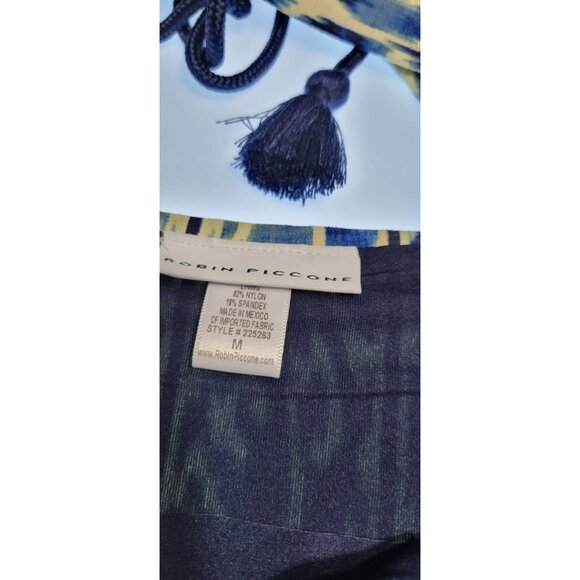 Robin Piccone Bikini Swim Top M Color Navy Blue Bottom Mid Rise Sz M - Picture 5 of 8